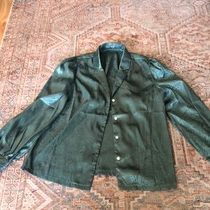 Teal long sleeved blouse